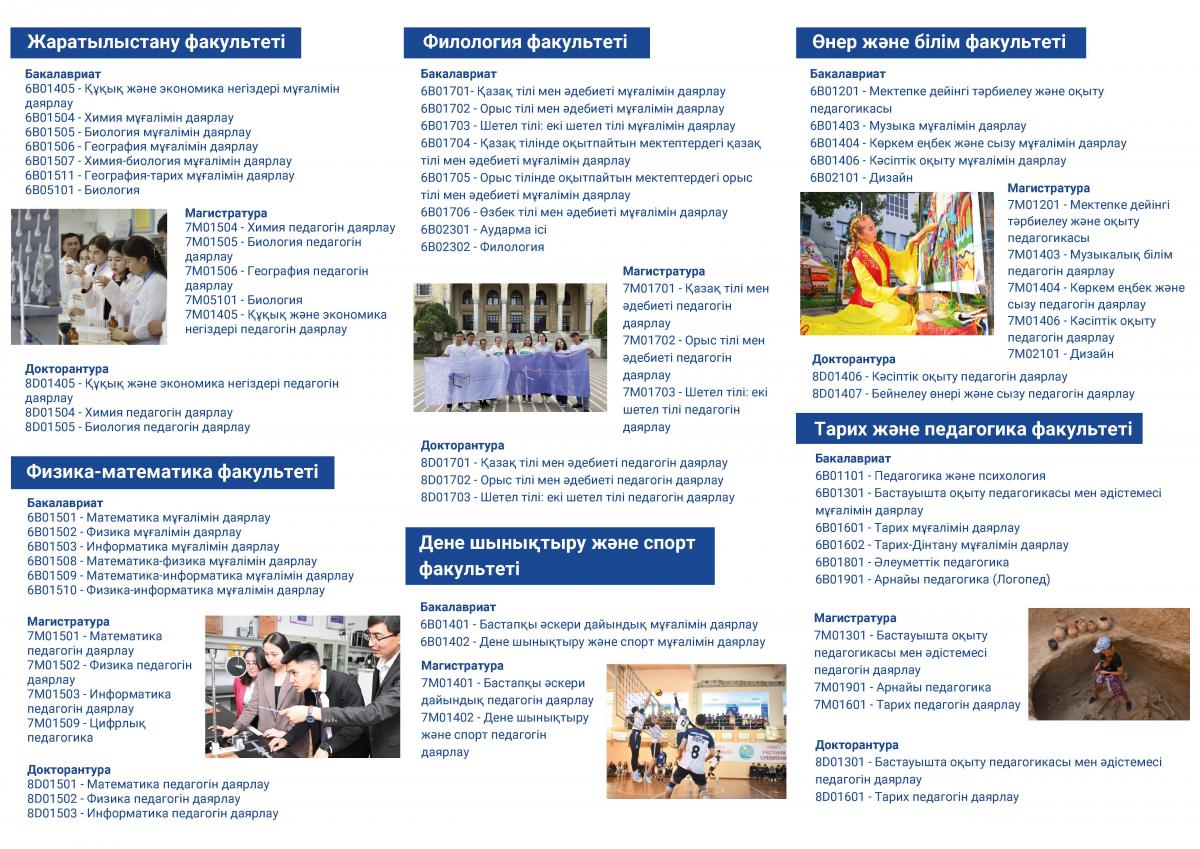 Білім беру бағдарламаларының тізімі